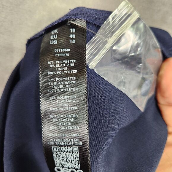 Asos Curve Dress Womens 18 Blue Faux Wrap Kimono Sleeve Open Back Sexy Party - Picture 10 of 15